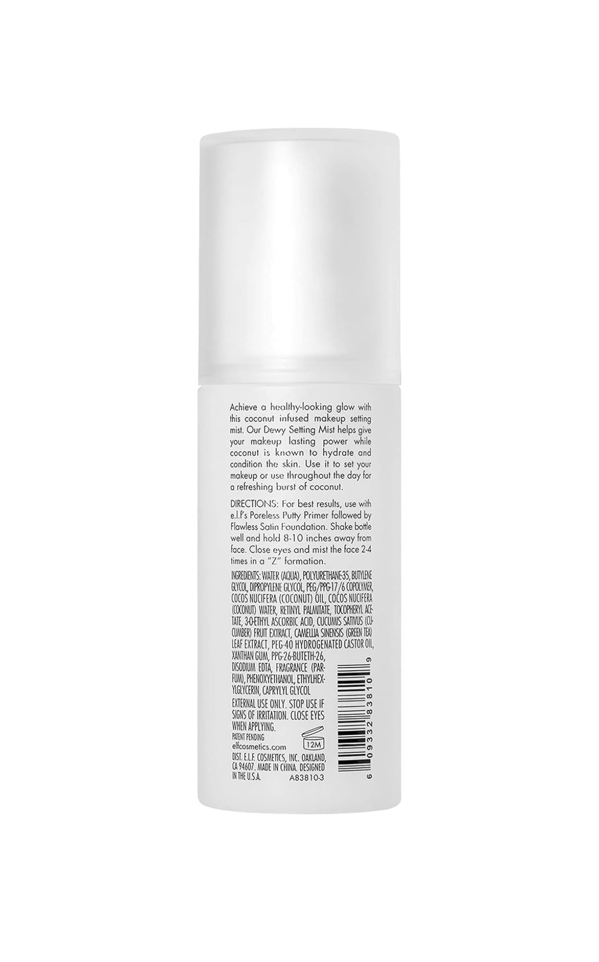e.l.f. Coconut Setting Spray – Fijador de Maquillaje con Infusión de Coco