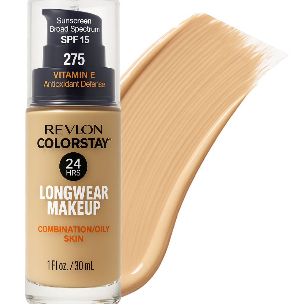 Base Liquida de Revlon colorStay , piel mixta y grasa , SPF 15 , Cobertura media completa con acabado mate , merey ( 275 )